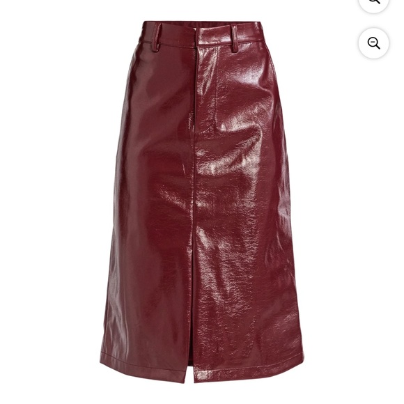 Scoop Women’s Faux Patent Leather Front Slit Midi Skirt, Size 4 NWT - Picture 6 of 13